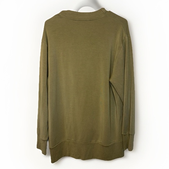 Athleta Purana V Neck Wrap Sweatshirt Eucalyptus Olive Green Size L - Picture 5 of 7